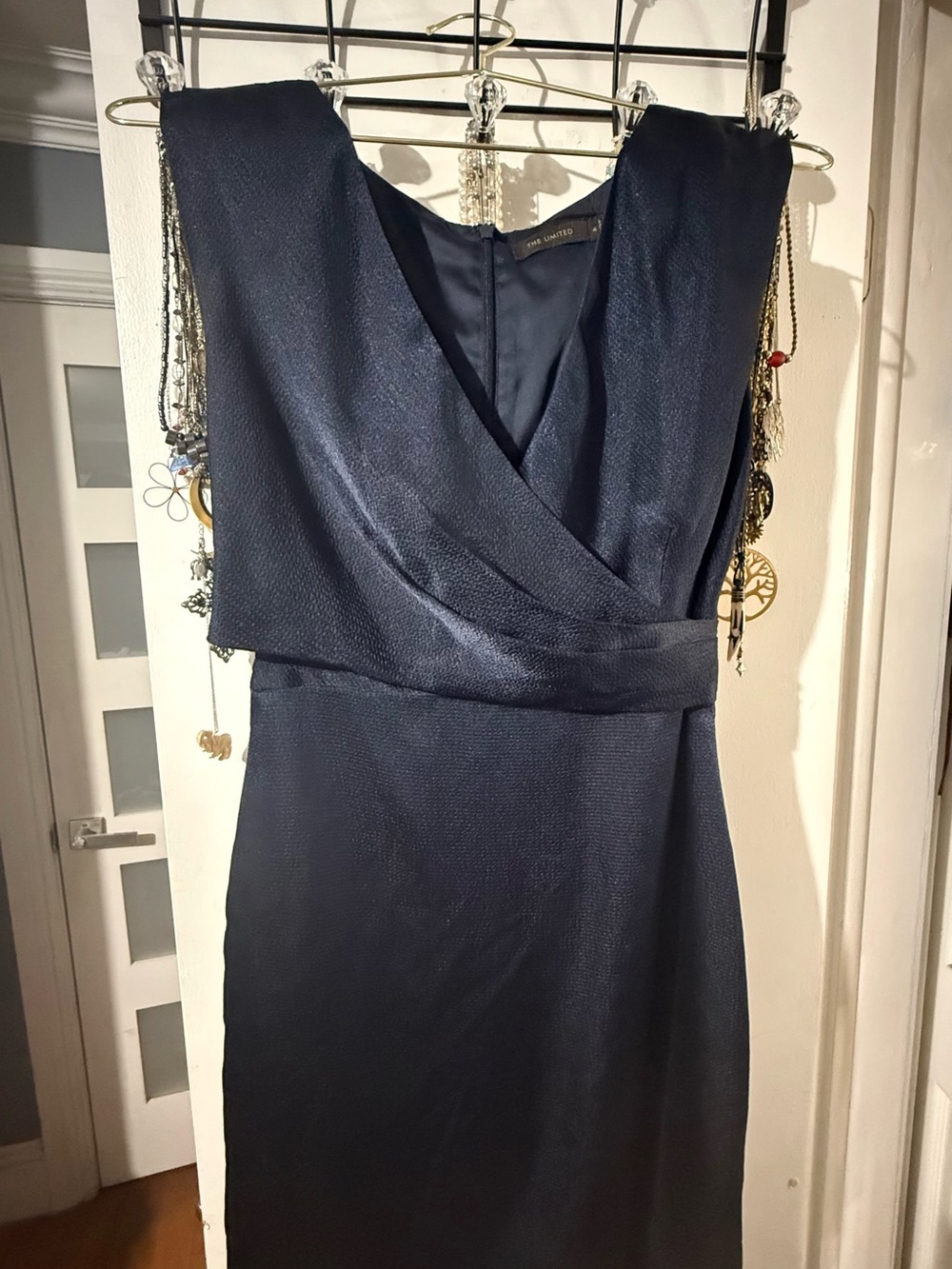 The Limited Navy Wrap-Front Midi Dress